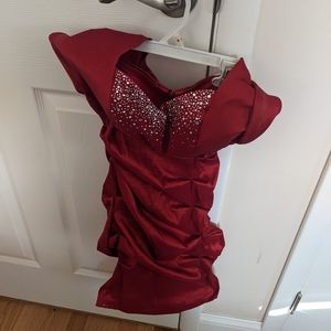 Red halter dress